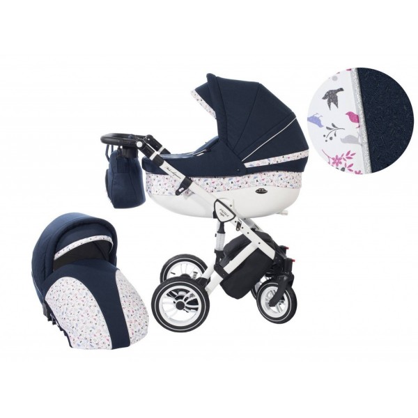 Количка Baby Merc 2 в 1 модел Style тъмносиня с бяло