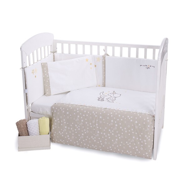 Бебешки спален комплект Kikka Boo 6 части 60/120 с бродерия Little Dreamer Stars