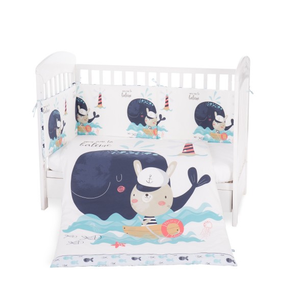 Бебешки спален комплект Kikka Boo 6 части 60/120 Happy Sailor