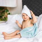 Хавлия за баня Babyono 100/100 см. Луна Бял/Розов 142/10
