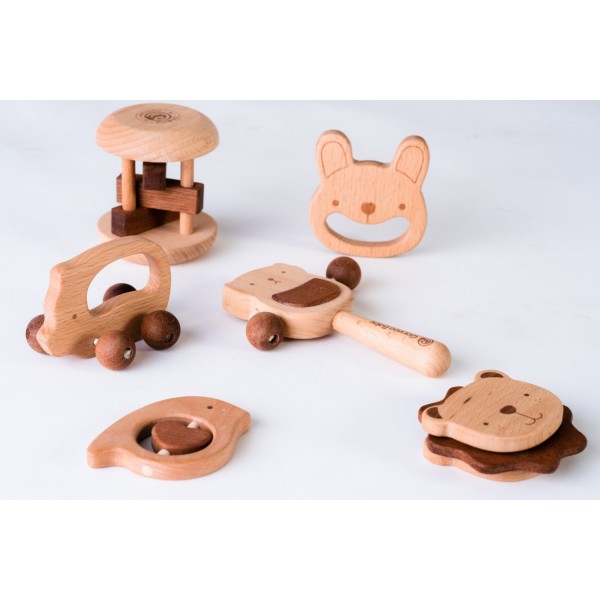 Бебешки комплект от дървени играчки – 6 броя