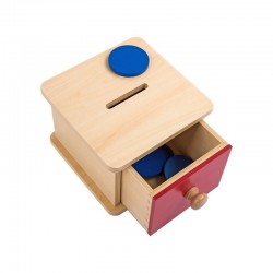 Дървена кутия с чекмедже и жетони - голям размер