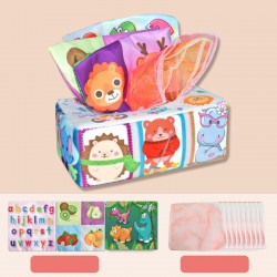 Мека бебешка шумоляща играчка - кърпички за издърпване - животни