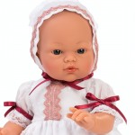Кукла бебе Asi Dolls, Коке с бяла рокличка и шапка с дантели, 36 см