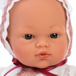 Кукла бебе Asi Dolls, Коке с бяла рокличка и шапка с дантели, 36 см