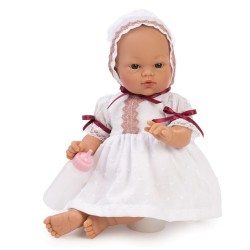 Кукла бебе Asi Dolls, Коке с бяла рокличка и шапка с дантели, 36 см