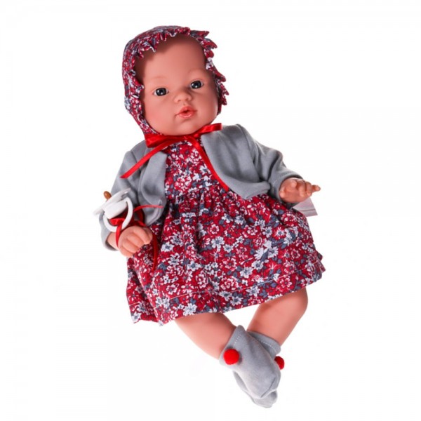 Кукла бебе Asi Dolls, Коке с рокля и шапка на цветя, 36 см