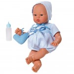 Кукла бебе Asi Dolls, Коке със синьо костюмче и чантичка, 36 см