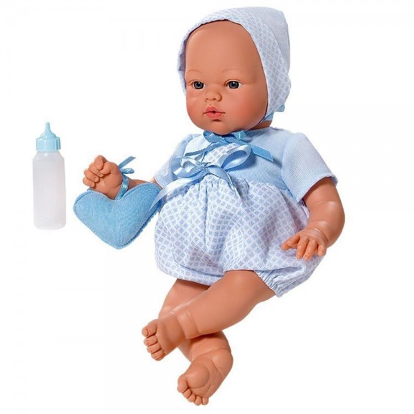 Кукла бебе Asi Dolls, Коке със синьо костюмче и чантичка, 36 см