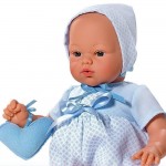 Кукла бебе Asi Dolls, Коке със синьо костюмче и чантичка, 36 см