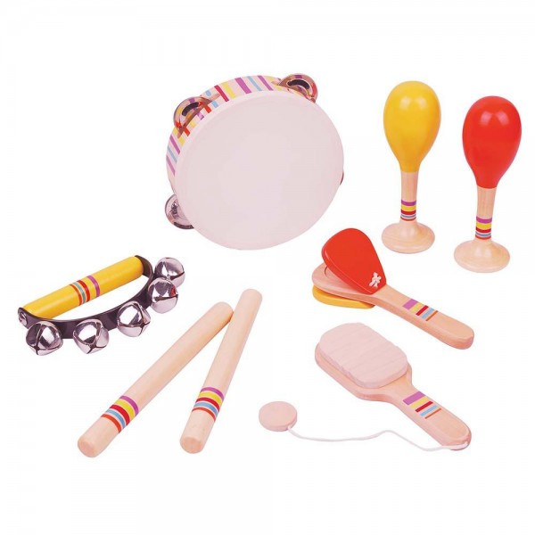 Дървени музикални инструменти Lelin toys, 8 броя Дървени музикални инструменти Lelin toys, 8 броя