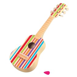 Детска дървена китара Lelin toys, цветни ленти