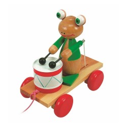 Играчка за дърпане "Жаба с барабан" Woody