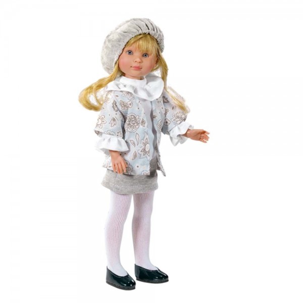 Кукла Asi Dolls, Силия, с палтенце на цветя и барета, 30 см