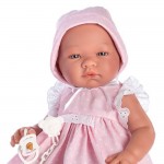 Кукла бебе Asi Dolls, Мария с розова рокля на бели точки, 43 см