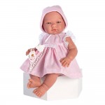 Кукла бебе Asi Dolls, Мария с розова рокля на бели точки, 43 см