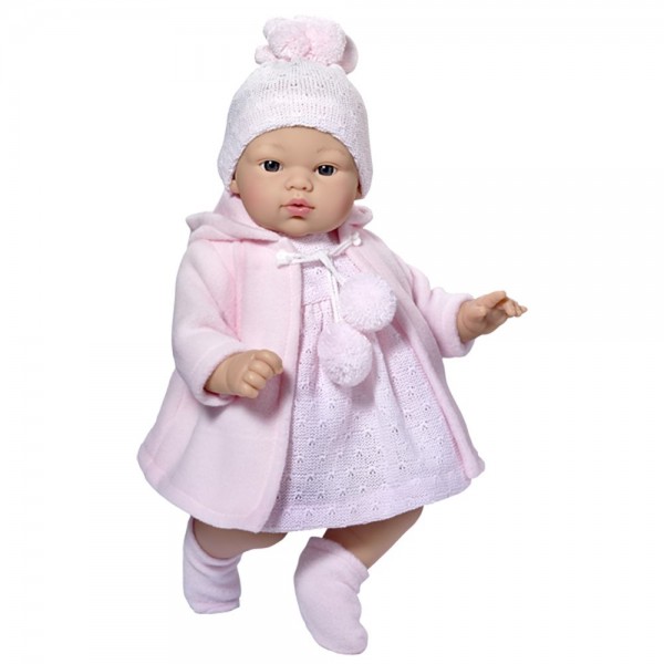 Кукла бебе Asi Dolls, Коке с розова плетена рокличка и шапка, 36 см Кукла бебе Asi Dolls, Коке с розова плетена рокличка и шапка, 36 см