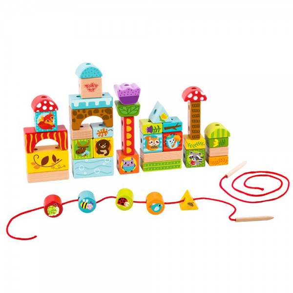 Дървен конструктор и игра за нанизване Вълшебна гора Tooky Toy