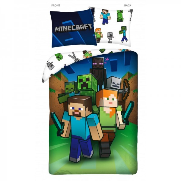 Детски спален комплект Minecraft Steve and Alex, and friends