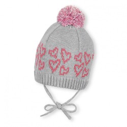 Бебешка шапка Sterntaler, зимна, плетена за момичета с пискюл